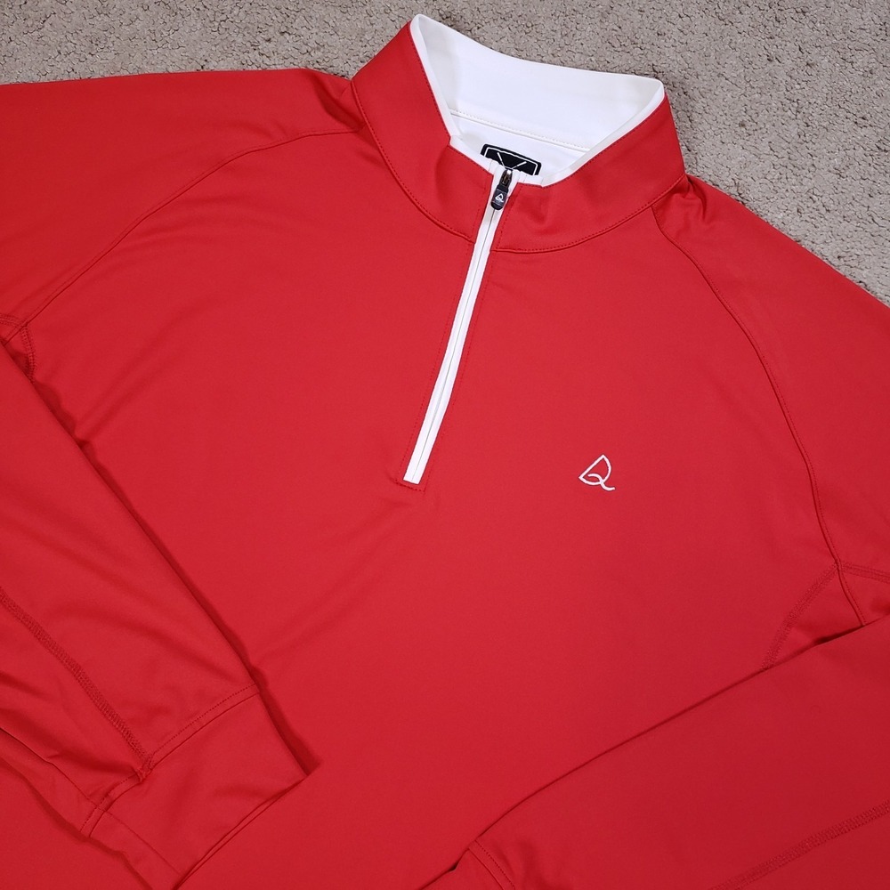 DEOLAX Pullover Shirt Mens XL Red 1/4 Zip Stretch Performance Golf Apparel